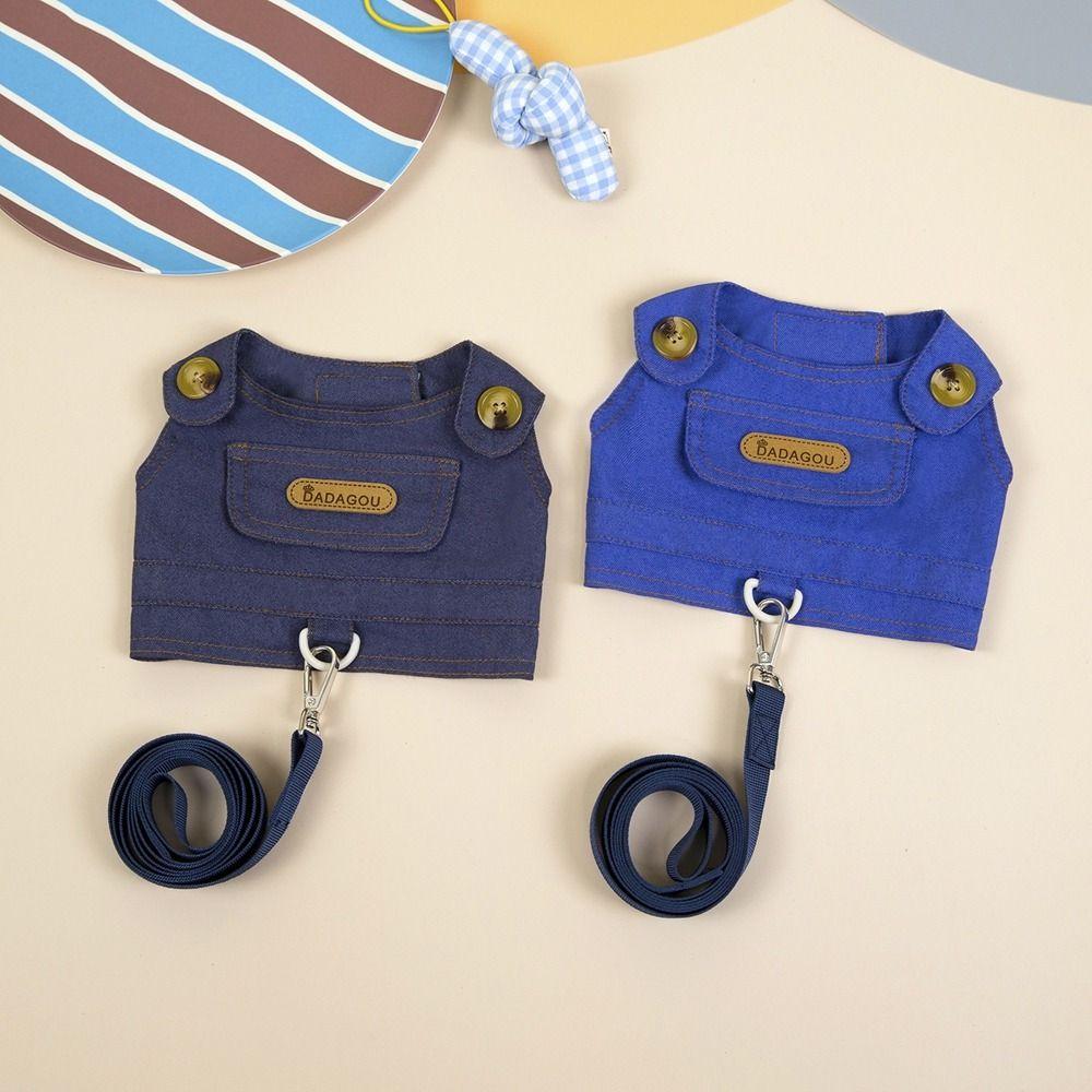 Universal Adjustable Dog Cowboy Clothes Soft Breathable Dog Vest with Traction Rope Easy On and Off Puppy Harness Cat/Dog Use