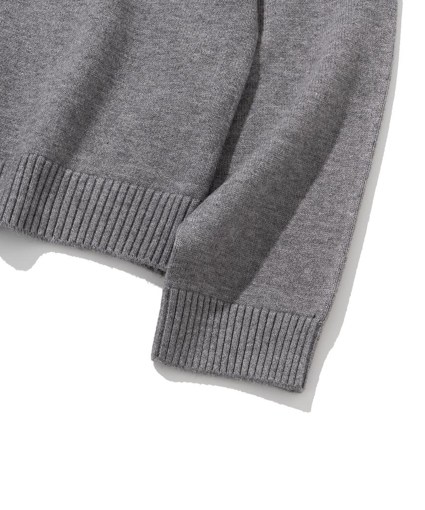 KNITTED Viscose Washable Half Zip Knit Grey