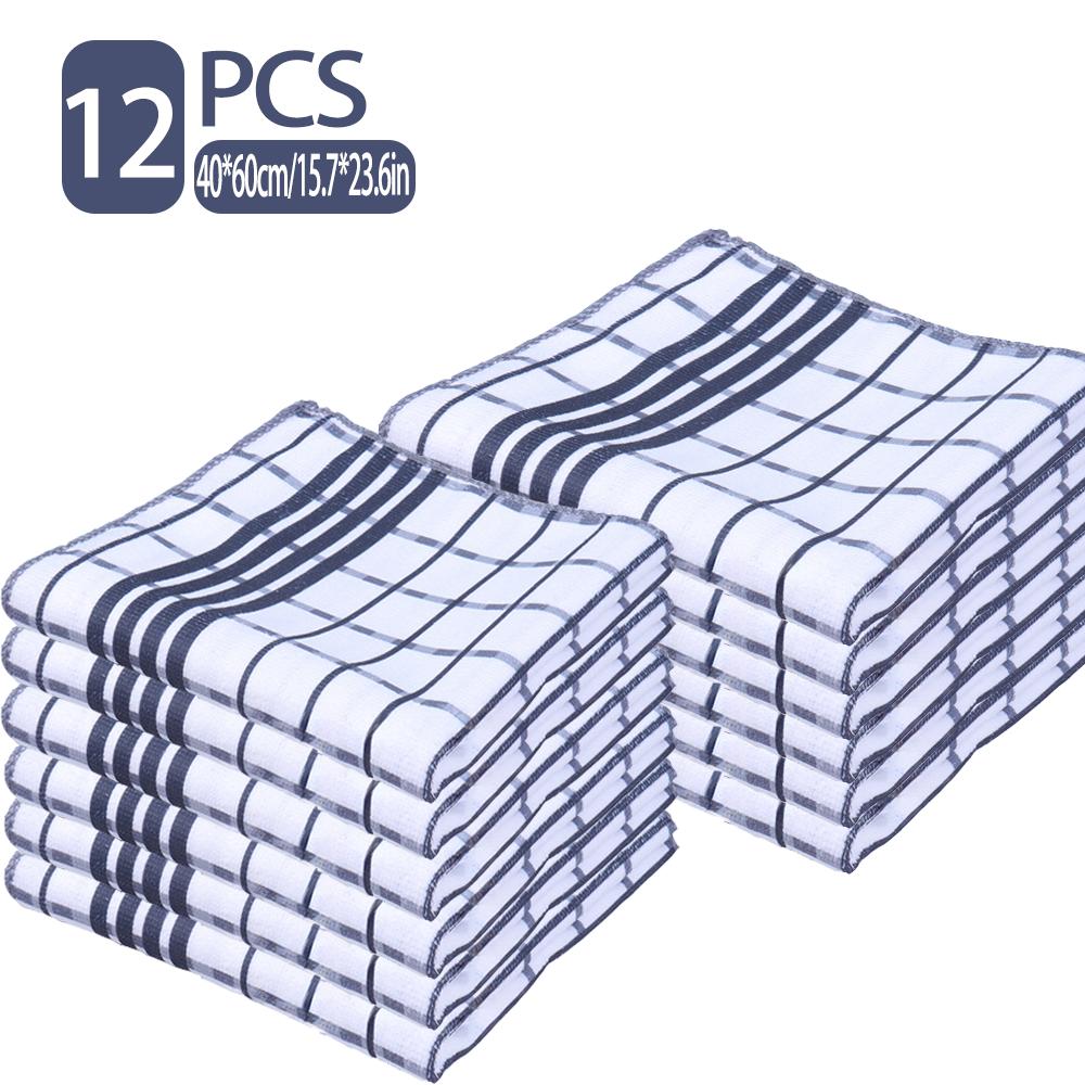 Checkered Kitchen Absorbent Cleaning Cloths, 6/12 Set, Household Dishcloths and Tablecloths, Easy-to-clean Household Cloths.