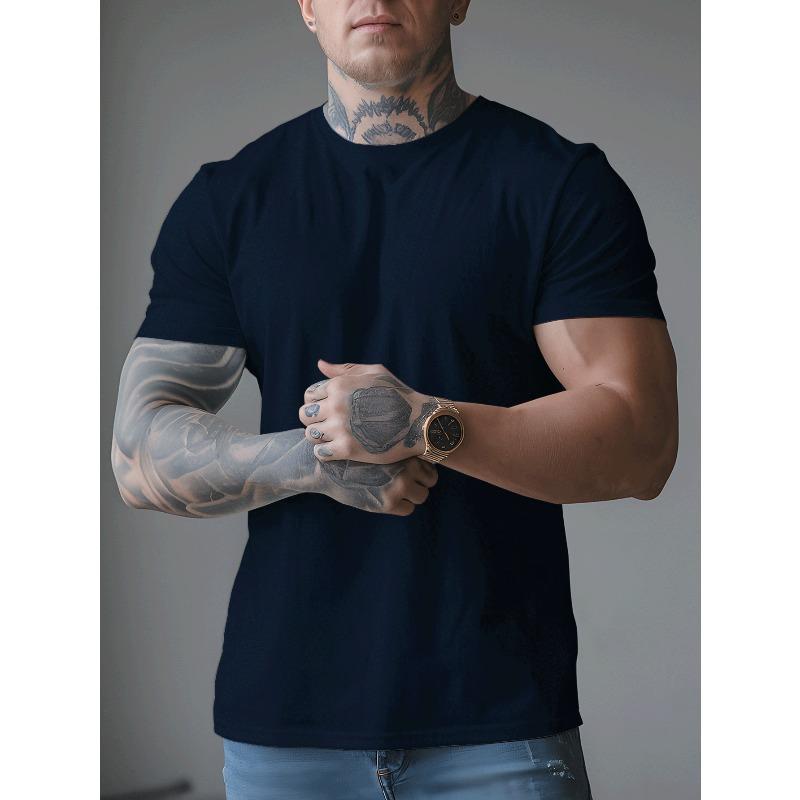 European Size New Summer Men'S Short-Sleeved T-Shirt with Back Print, Stylish And Trendy, Featuring a Round Neck for Spring And Summer