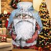 Men's Long Sleeve Hooded Sweatshirt with Christmas Print for Holiday Casual Wear