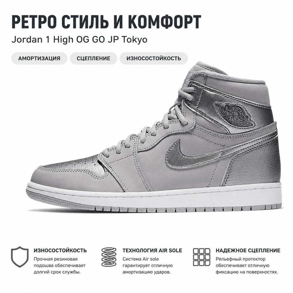 Zapatillas Unisex Air Jordan 1 Retro High OG CO.JP Tokio Plata Gris Neutro Blanco DC1788-029