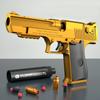 Kids Golden Desert Eagle Soft Shell Bullet Toy Gun Outdoor Combat Weapon Toy with Silencer Glock Simulation Bullet Pistol Model