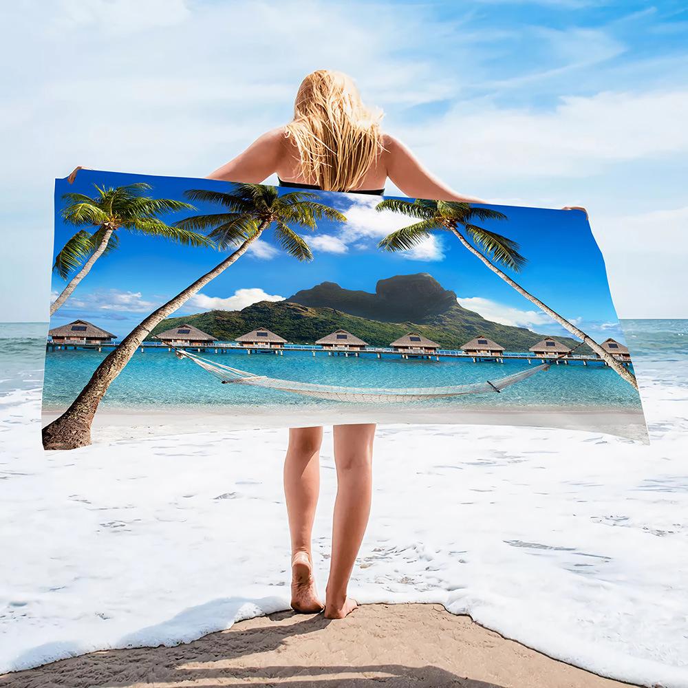 Microfiber Beach Towel Digital Printing Quick-Drying Double-Sided Velvet Class A Large Bath Towel Plus Towel