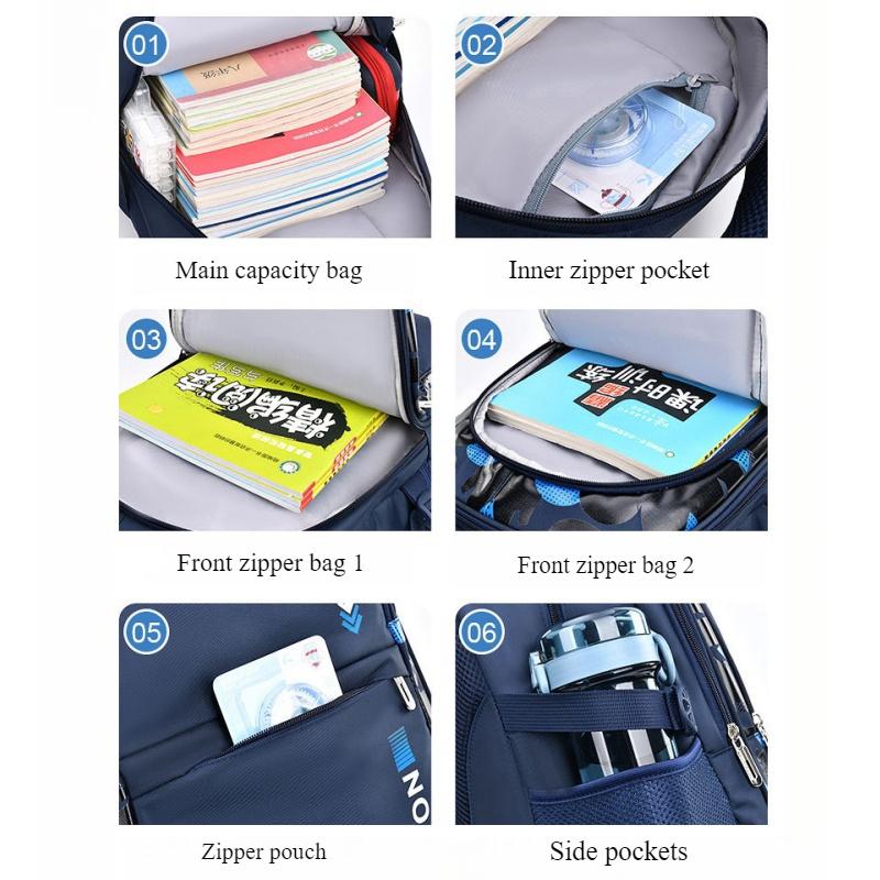 Trendiger mehrschichtiger Grundschulranzen mit hoher Kapazität für Mittelschüler der 3.-6.-9. Klasse, Büchertasche, leichter wissenschaftlicher Kinderrucksack mit Wirbelsäulenschutz