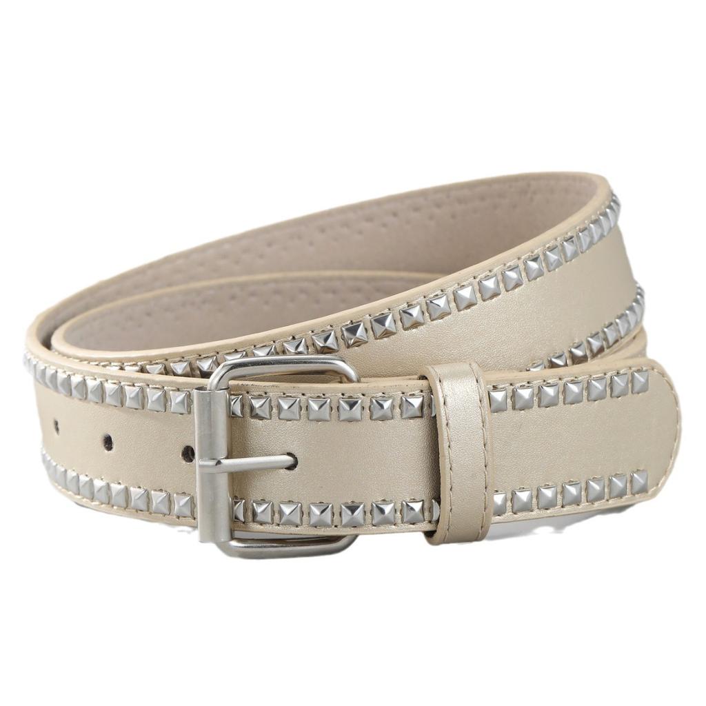 Ladies Square Rivet Belt Pu Belt Sweet Commuter Temperament Wind Belt