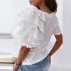 Fashion Women's Summer Ruffle Short Sleeves Round-Neck  Casual Tee Tops