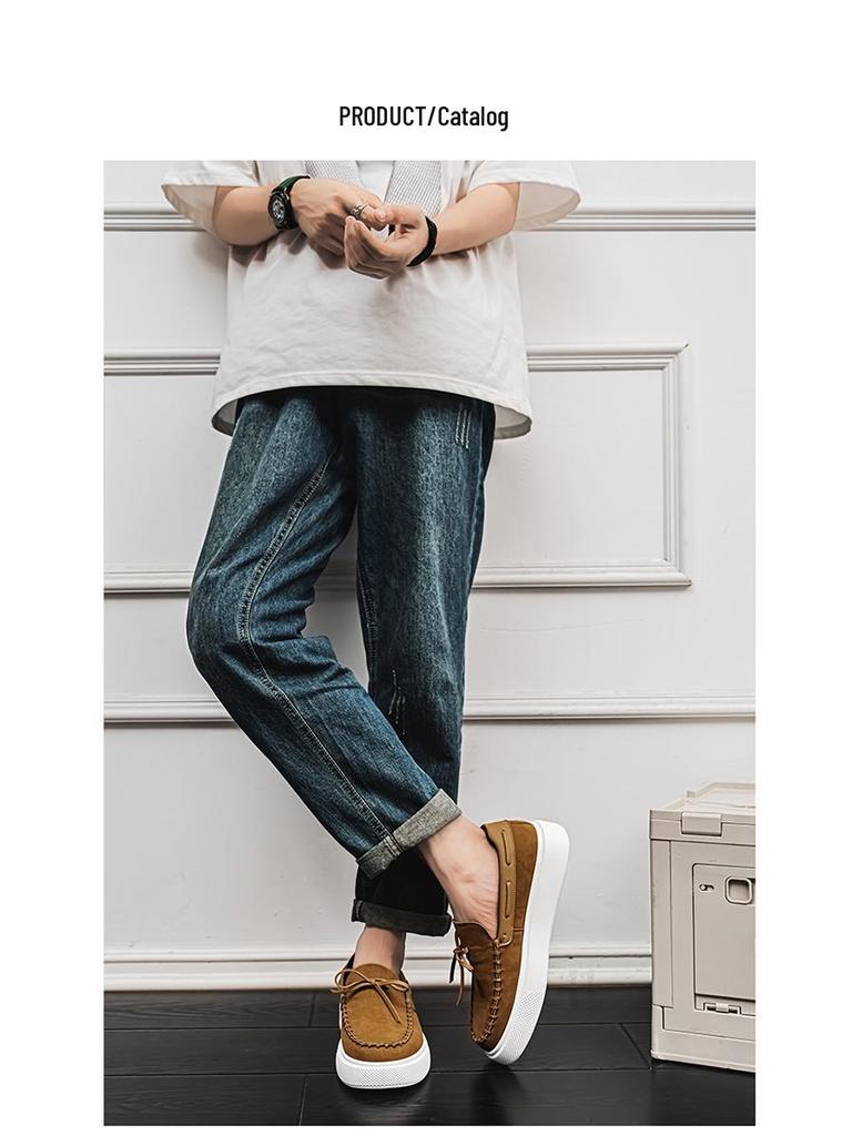 2024 Men's Winter Casual Slip-On Thick Sole Leather Loafers