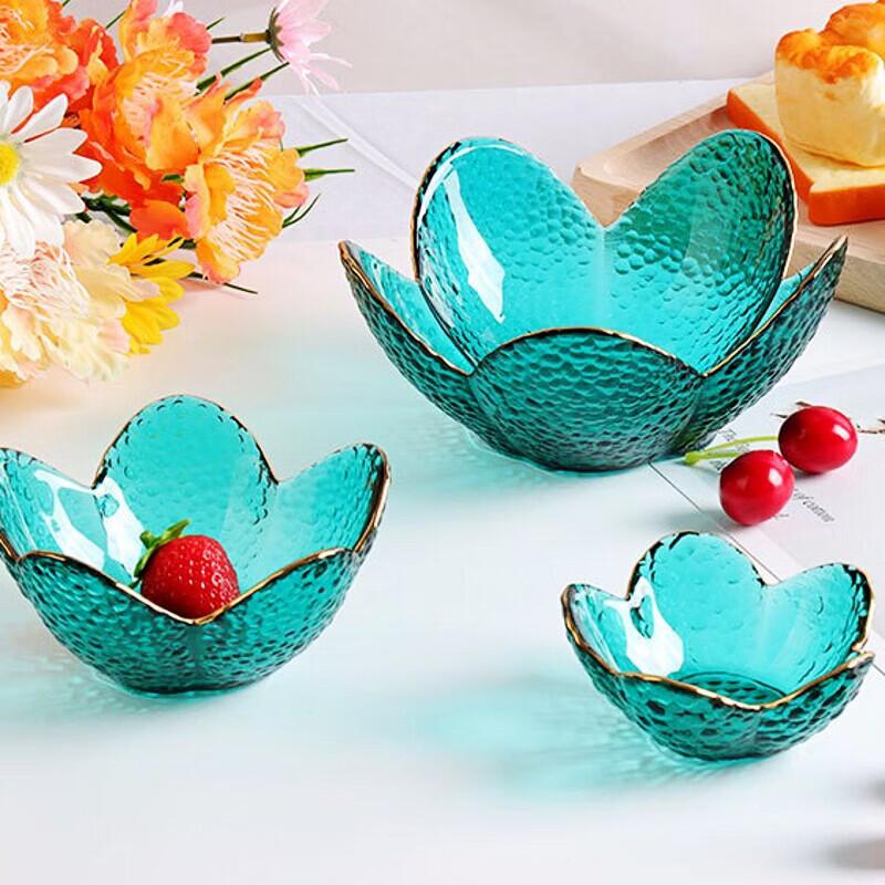 DeRuiEn Glass Petal Fruit & Dessert Bowls