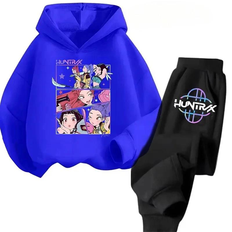 Children's Hoodie Kpop Devil Hunter Printed Hoodie+Anime Cartoon Pants Girl and Boy Set
