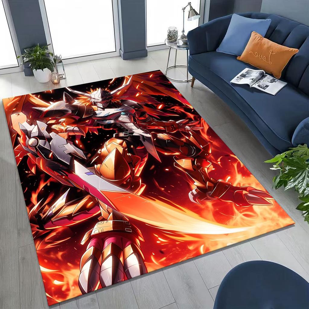 Retro Digimon Adventure Angewomon Agumon Cartoon Rug for Bedroom Living Room Sofa Home Doormat Decor,Kids Non-slip Floor Mat