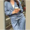 Women's Knitted Sports Suit Thickened Casual Set Striped Pullover + Pants 2-piece Set