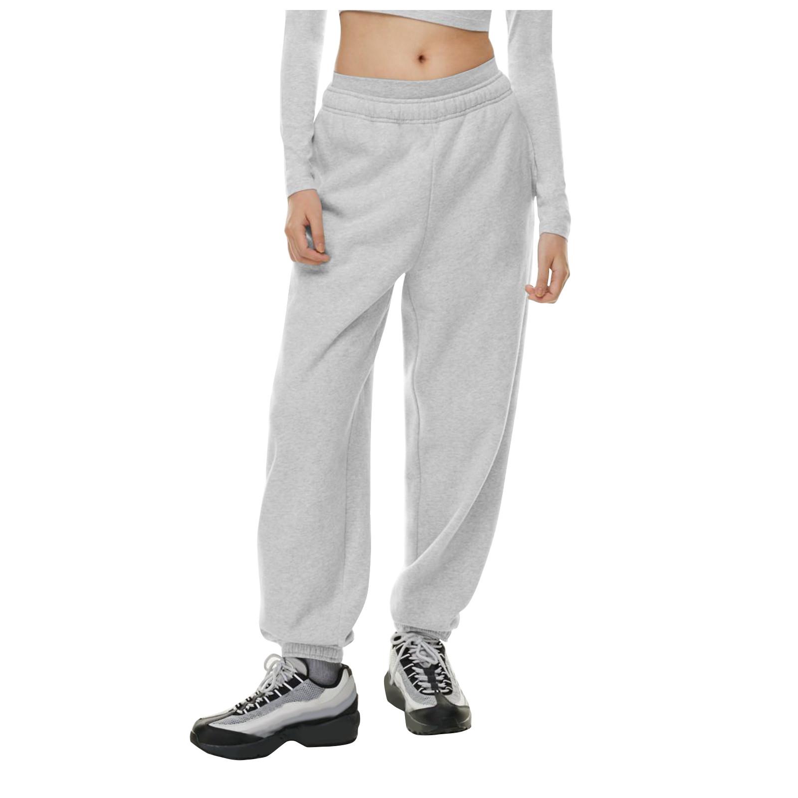 

Women s High Waist Color Casual Trousers Workout Sports Joggers Pants With Pockets XL