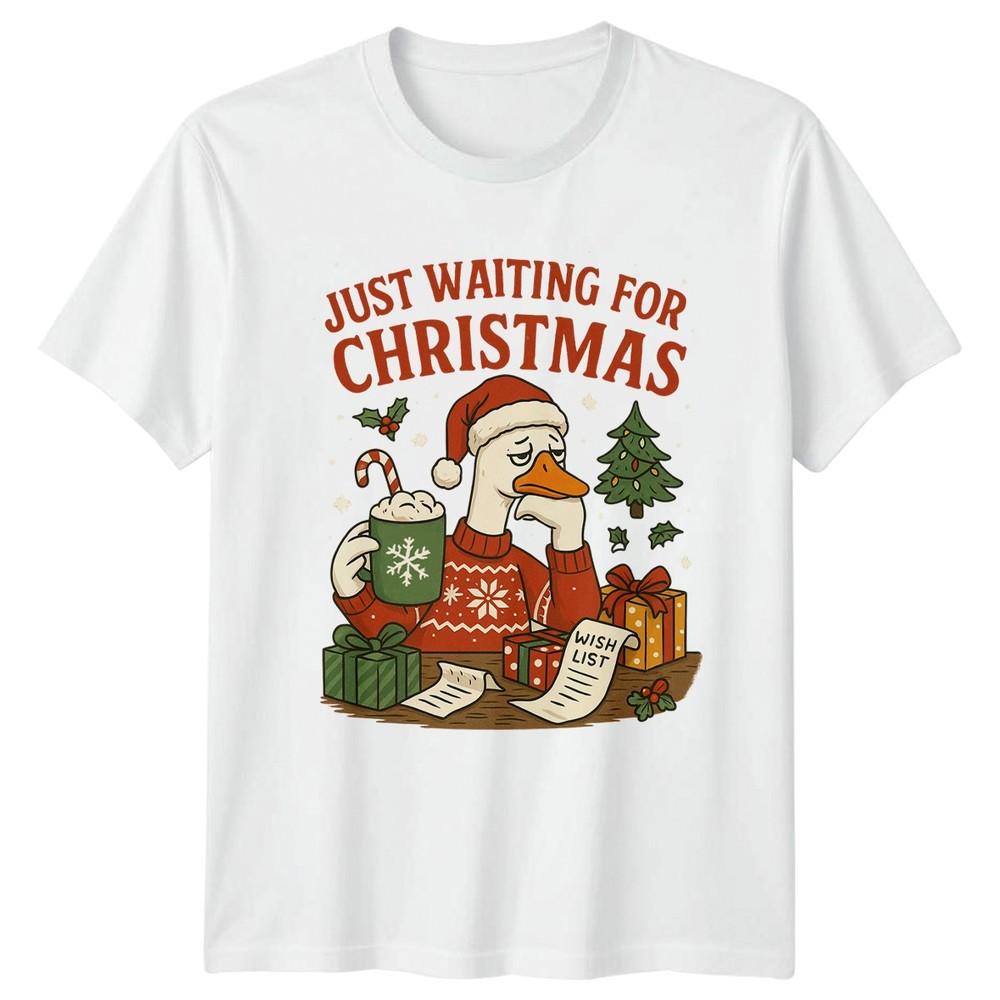 Just Waiting For Christmas Duck Christmas Holidays Unisexs TShirt Unisexs Graphic S