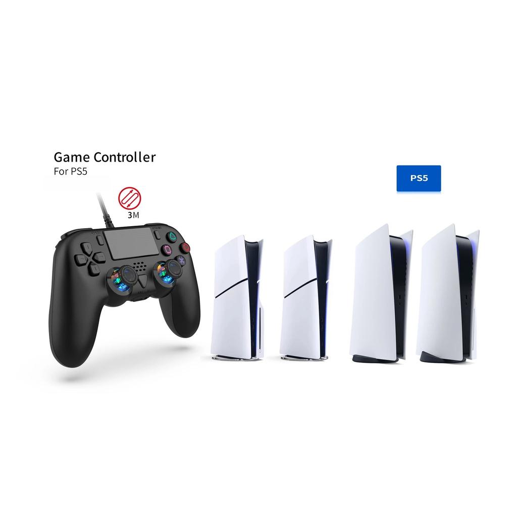 Newly 3M Wired Gamepad for PS5&PS5 Slim Console,Supports Programming Function with Asymmetric Dual Motor Vibration Function