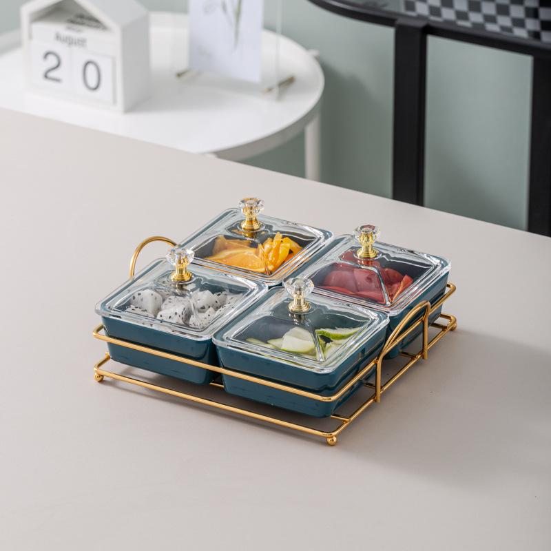 Ktv Clubhouse Fruit Plate Melamine Bar Muscle Foot Four Or Six Gongge Snack Plate Grid Barbecue Cold Vegetables Snack Plate Plate Plate