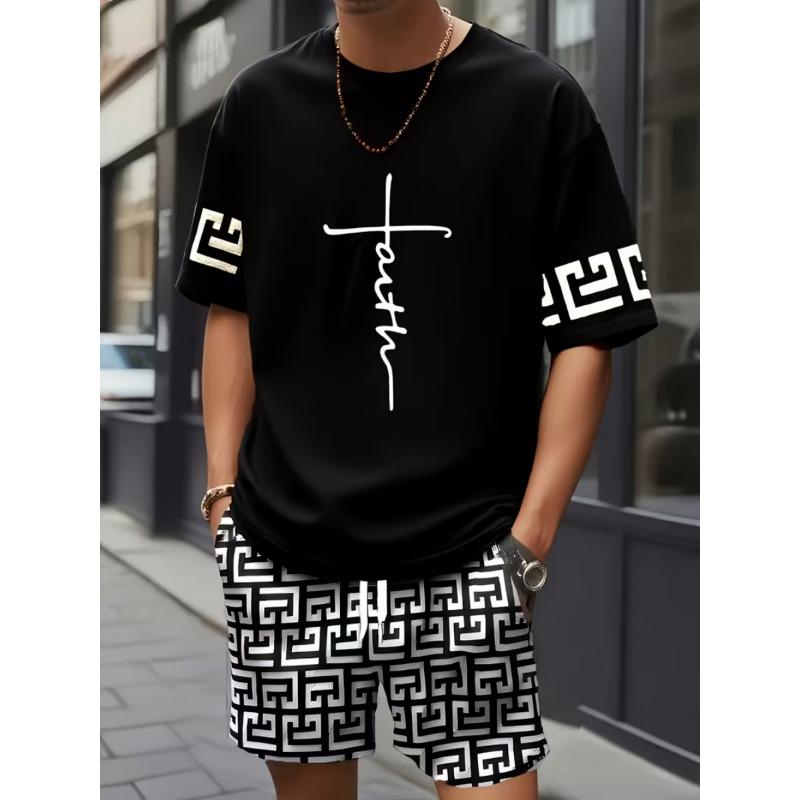 3D Summer Men s Short Sleeve Suit Fashion Street Short Sleeve Shorts S