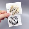 Simple Hollow Horse Brooch Zinc Zinc Alloy New Year Chest Flower Zodiac Horse Pin  Gift