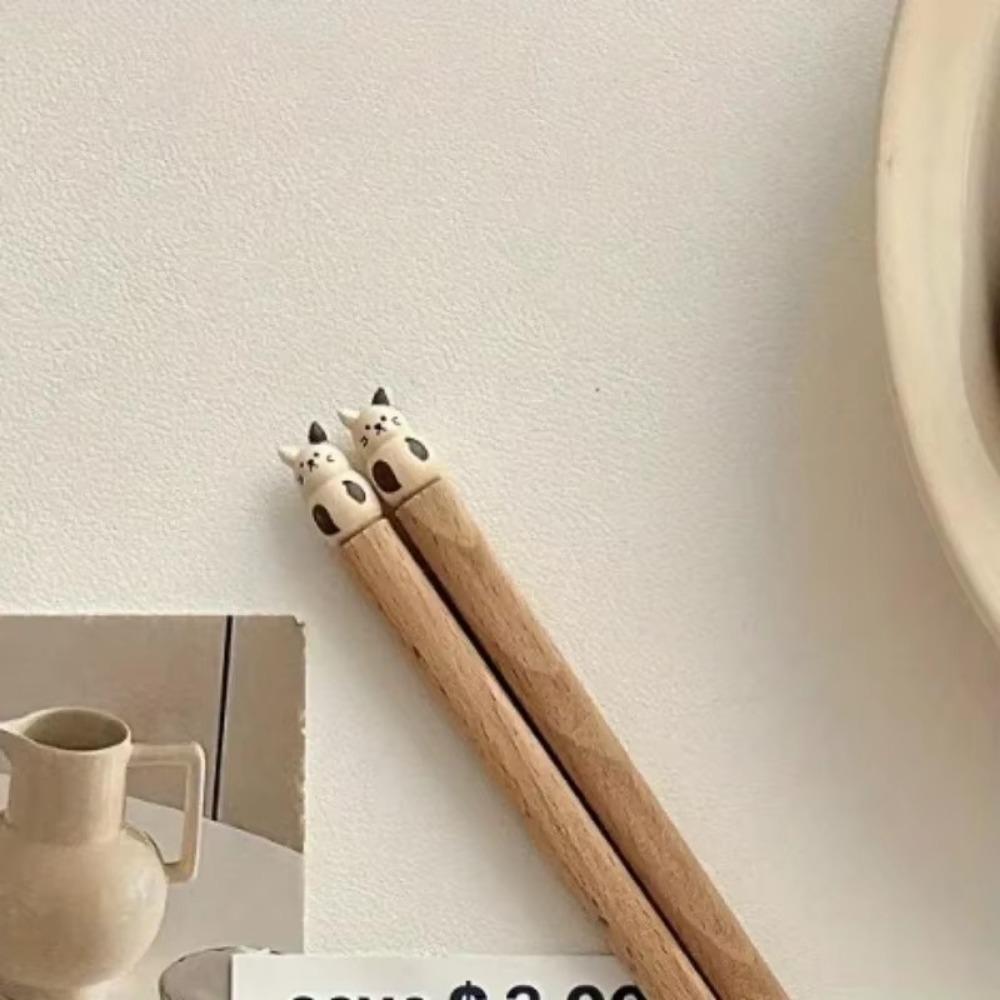 Cute 3D Animal Chopsticks Household Hand-carved Beech Chopsticks Non-slip Wooden Dinnerware Good-looking