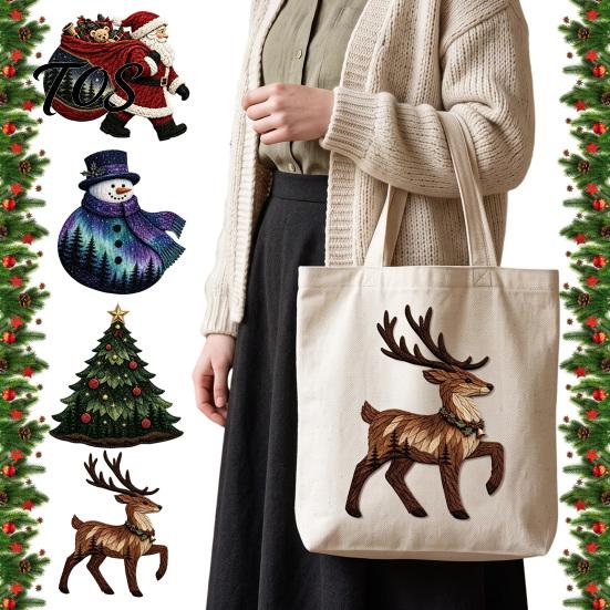 Handmade Quilting Accessories Christmas Patchwork DIY Kit, Holiday Fabric Art Craft Santa Beginner Supplies Snowman Tree Sewing Project for