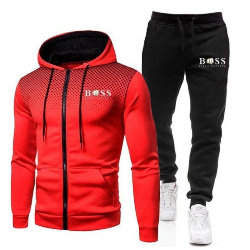 Herren Einfarbige Fleece Kapuzen Trainingsanzug Set Langarm Reißverschluss Oberteil Hose Sport Freizeit Outfit