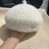 Diamond Pattern Rabbit Fur Beret For Women Plush Knitted Thickened Warm Winter Artist Hat Elegant Autumn Casual Cloche