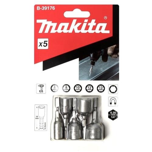Makita Impact Driver Socket Set of 5 (B-39176) with 6.35mm Hex Shank and 13mm Groove