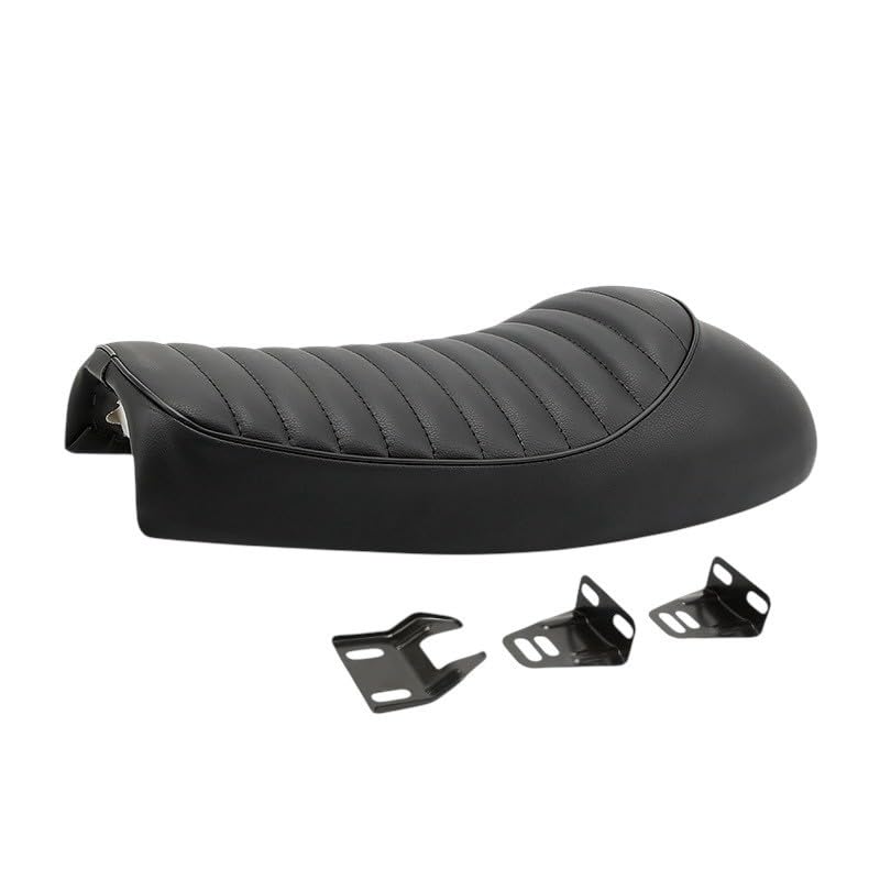 Kanoan Motorcycle Seat for Honda CG125 CG Replacement Racer Seat with PU Leather and Retro Universal Fit Series, Plastic, Style, (Type C, Black)