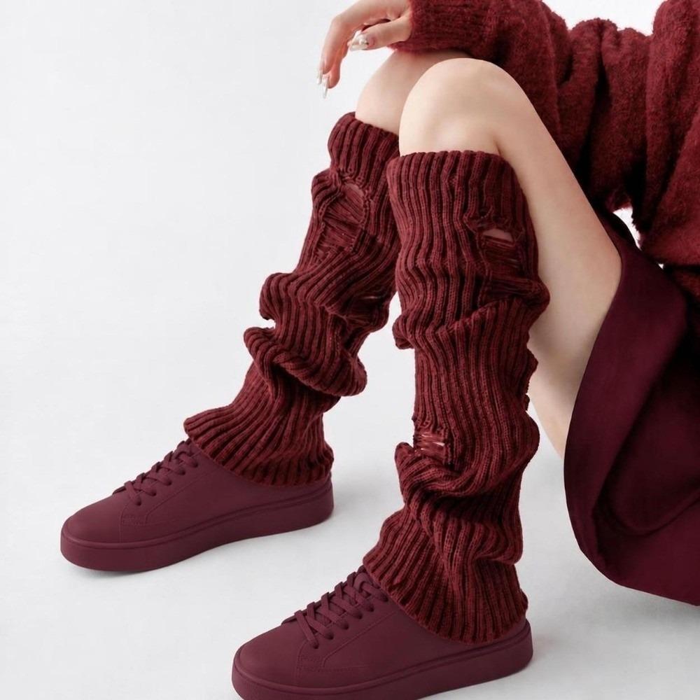 Acrylic Blend Knee High Socks Stretch Leg Covers Vintage Boot Cuffs  For Women Girls