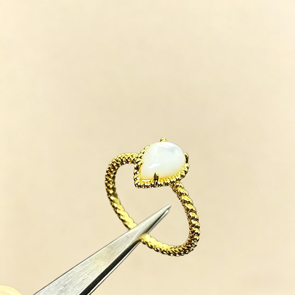 Vintage Boho Water Drop Jewelry Women's Ring Multicolor Gemstone Silver+Plating Gold/Rose High Quality Wedding Daily Gift