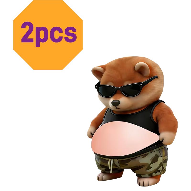 

2/4pcs 3D Puppy w/ Glasses & Big Belly – Self-Adhesive Fun Stickers for Laptop, Fridge, Luggage Phone Case