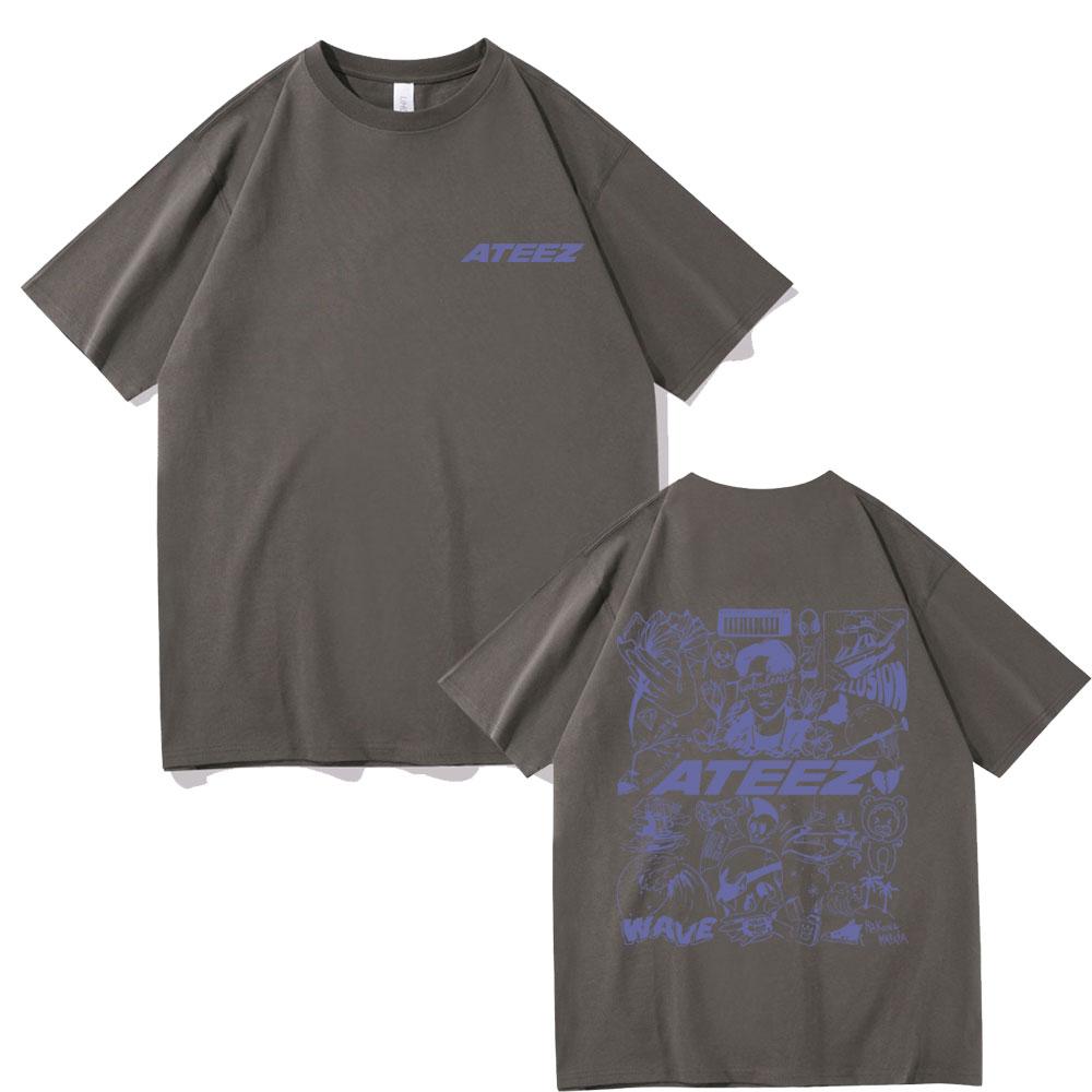 Korean Fashion Trend Ateez Kpop Graphic Print Tshirt Male Y2k T-shirts Concert Fans Gift Unisex Women's Casual Oversized Tee Shirt