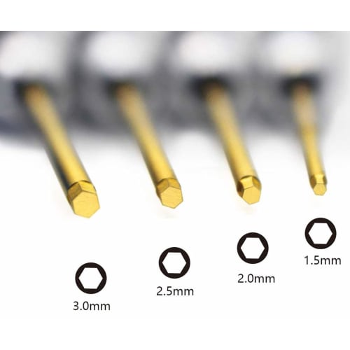 POHZE Titanium Nitride Hex Wrench Driver, Precision Screwdriver Set for Drones, 4-Piece Set (1.5mm, 2.0mm, 2.5mm, 3.0mm)