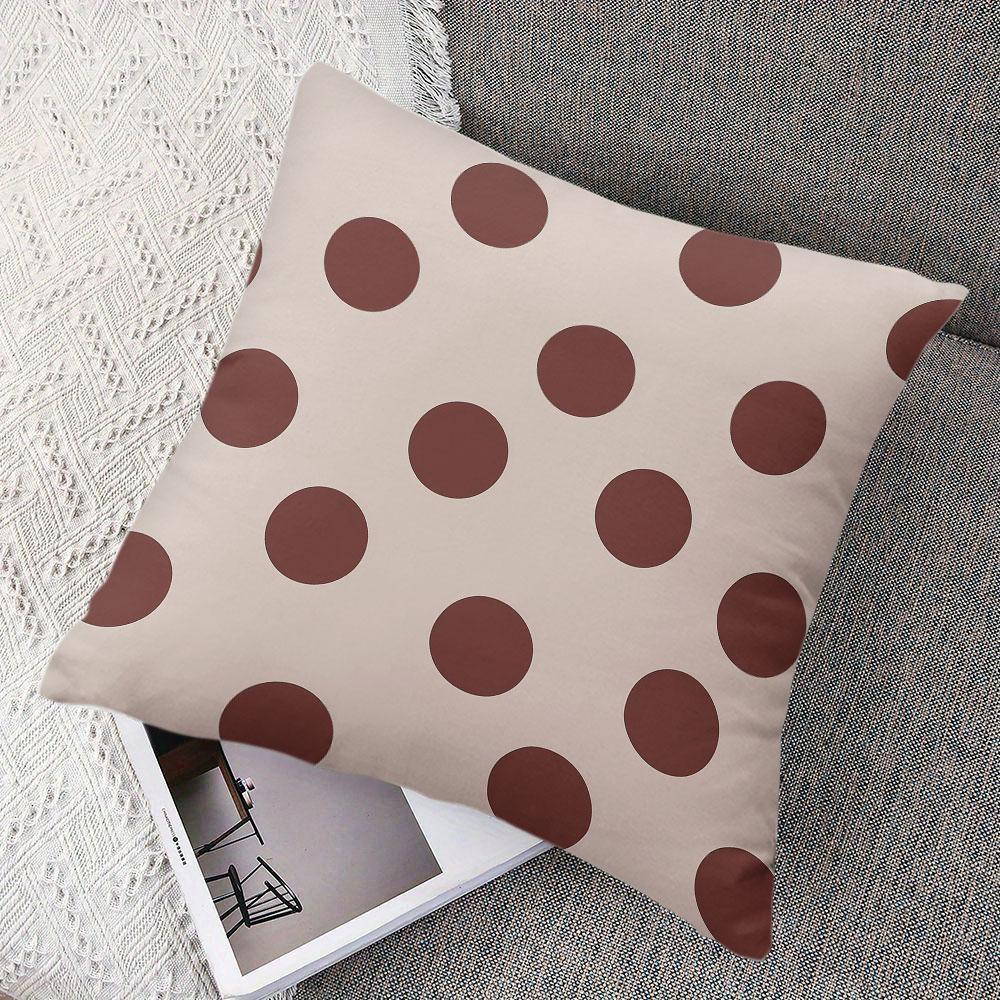 Retro Brown Toned Polka Dots square Jacquard Pillow Cover for Sofa Office Waist Cushion Cover Home Decorative Pillowcase
