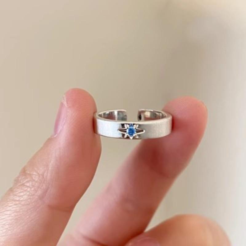 

Wire-cut Zirconia Ring - A Unique Design for Women, A Couple s Ring for The Index Finger, A Light and Luxurious High-end Style Ring Sea-blue cross