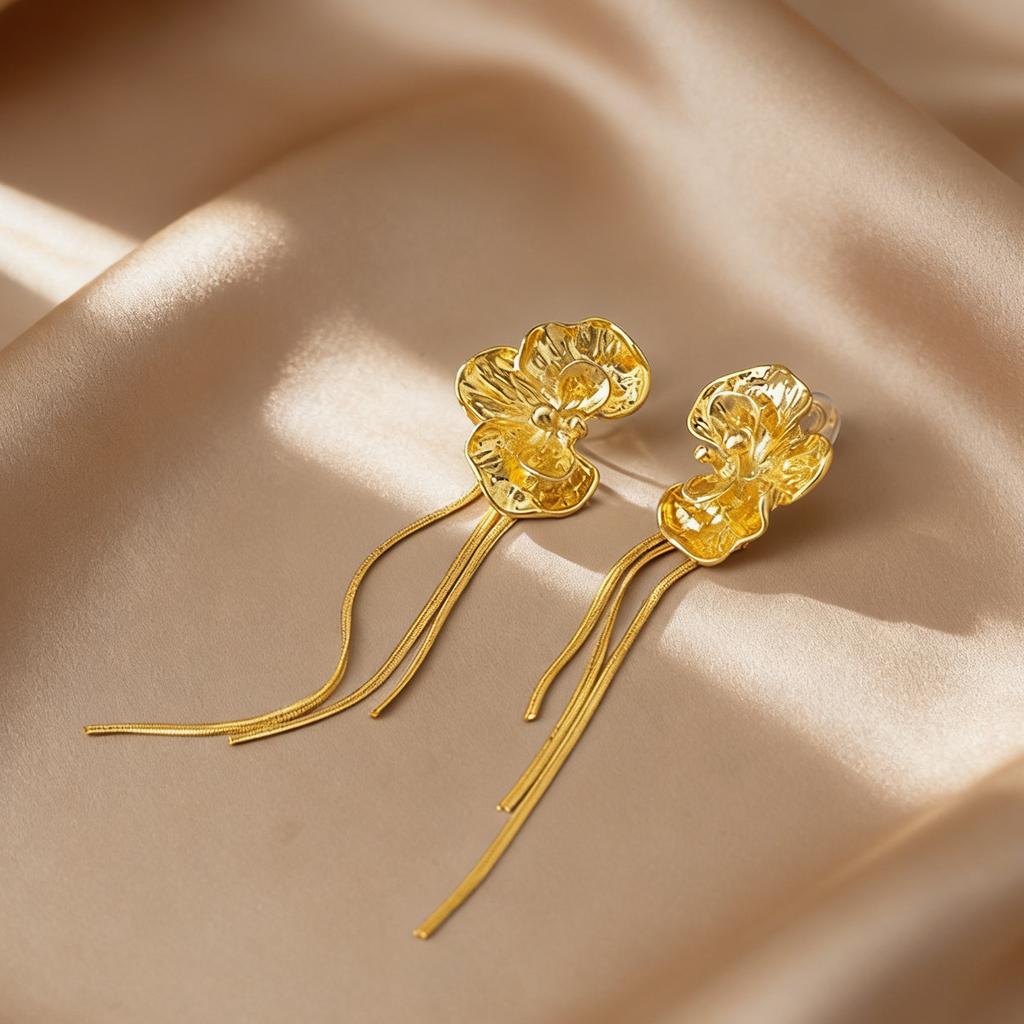 Geometric Retro Metal Flower Stud Earrings Women European American Light Luxury Daily Party Jewelry Gift