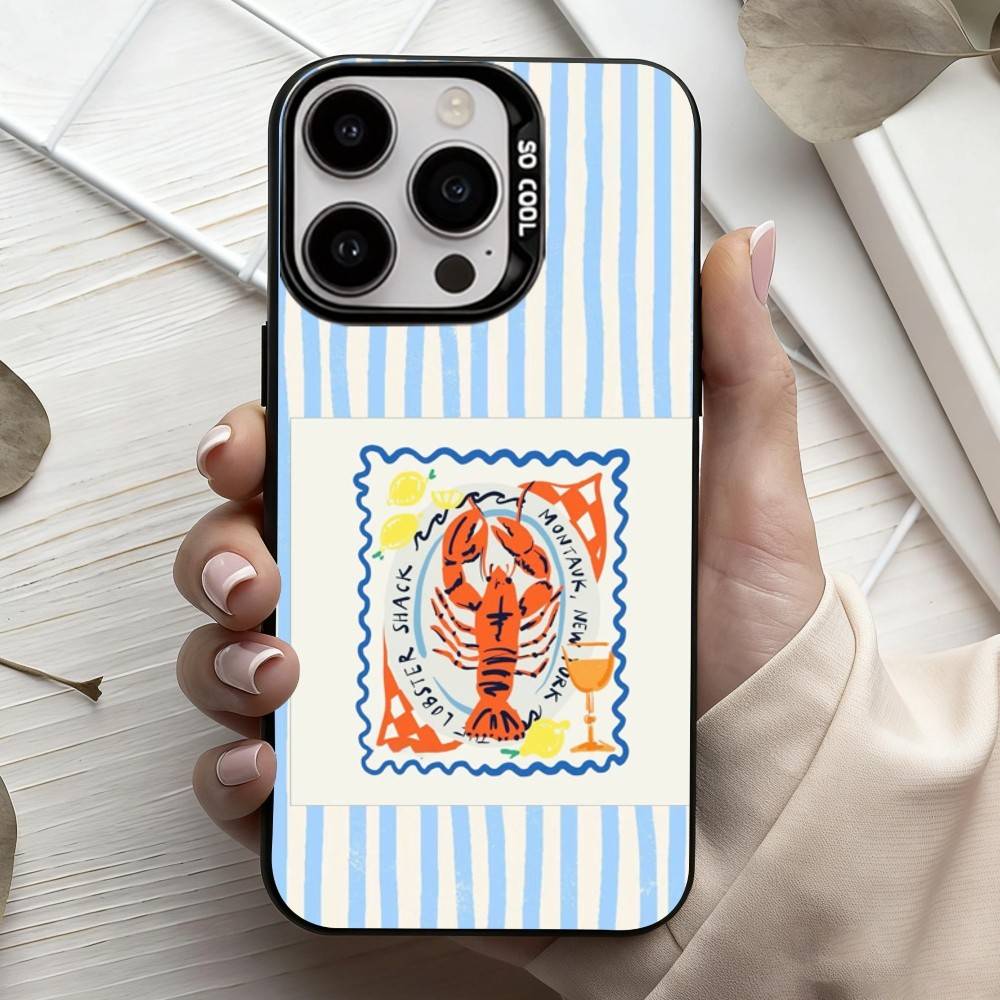 L-Lobster On S-Stripes Ocean  Phone Case For iPhone17,16,15,14,13,12,11 Plus,Pro Max Black Candy silver phone case iPhone14Pro