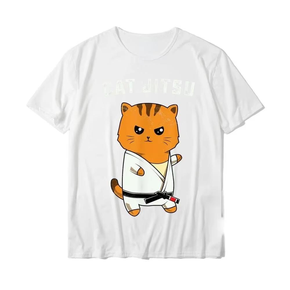 Kawaii Jiu Jitsu Cat Funny BJJ or MMA Grappling TShirt Cute Women Men XS-4XL Tops Unisex Oversized T Shirt Ropa Hombre Camisetas