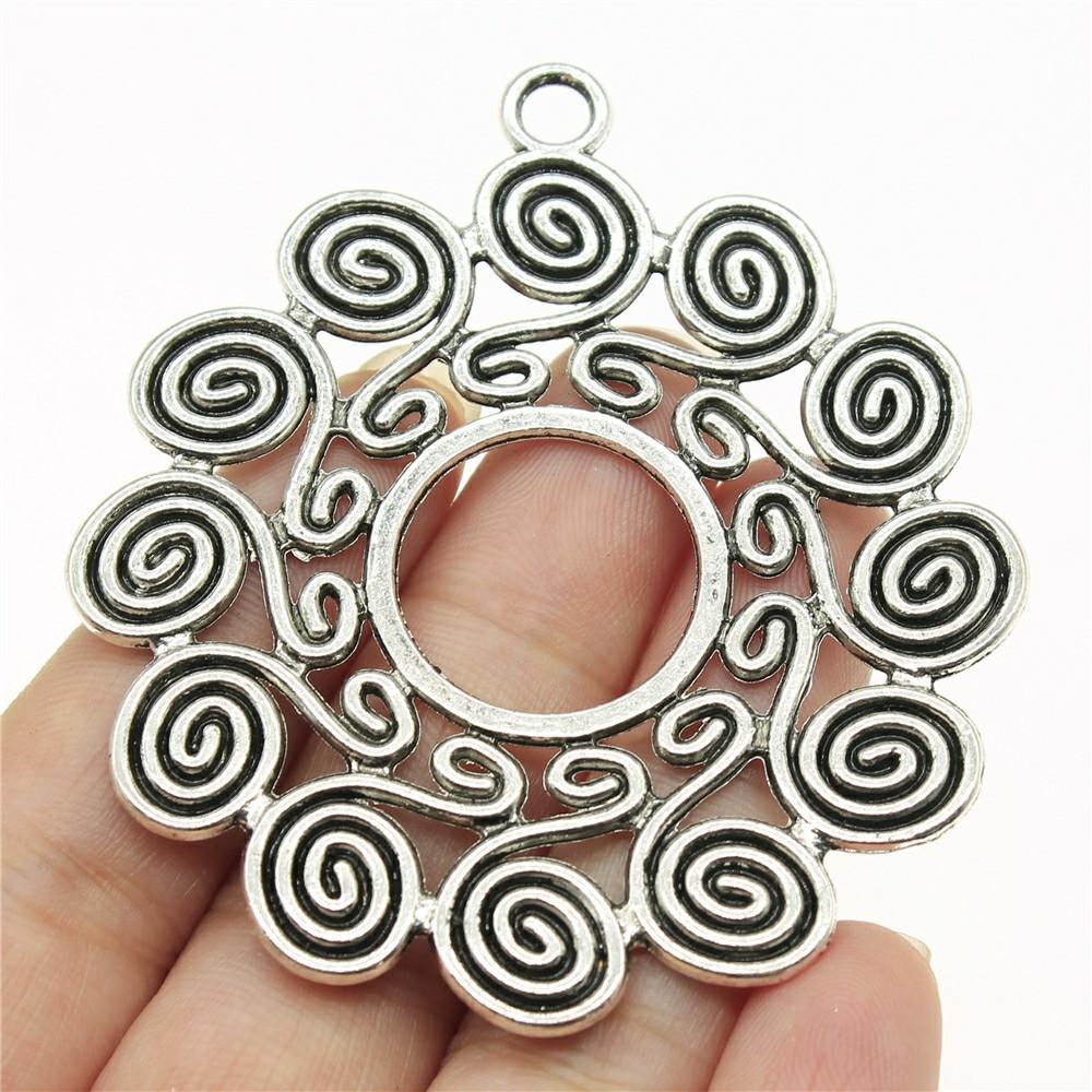 2pcs Big Size Round Hollow Flower Charms Pendant For Jewelry Making Necklace Earring Making
