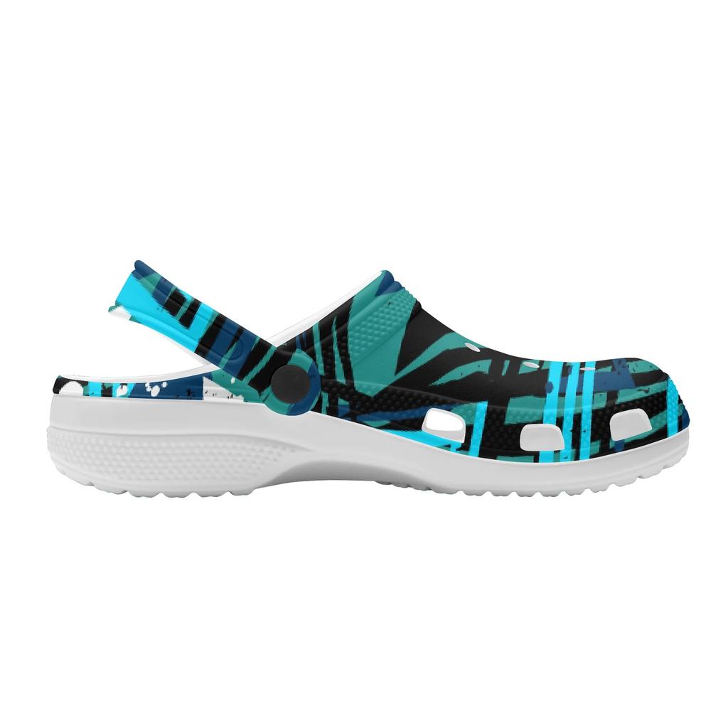 Printed White EVA Clogs for Women Men Lightweight Breathable Slip On Garden Shoes Summer Beach Pool Bathroom Sandals Daily Wear