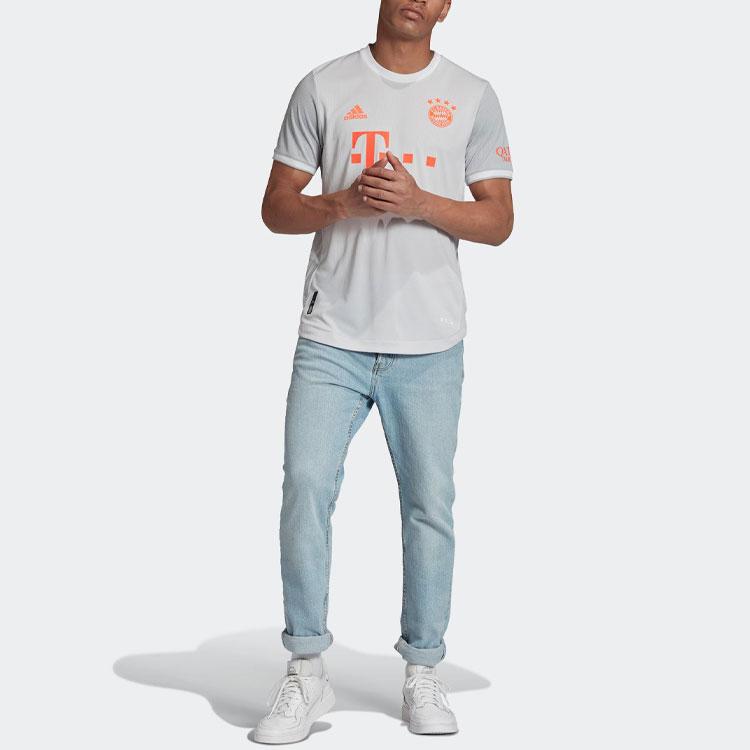 Adidas Fc Bayern Letter Print Short Sleeve Football Shirt 20-21 Season Player Version Men Tops Grey FR4021