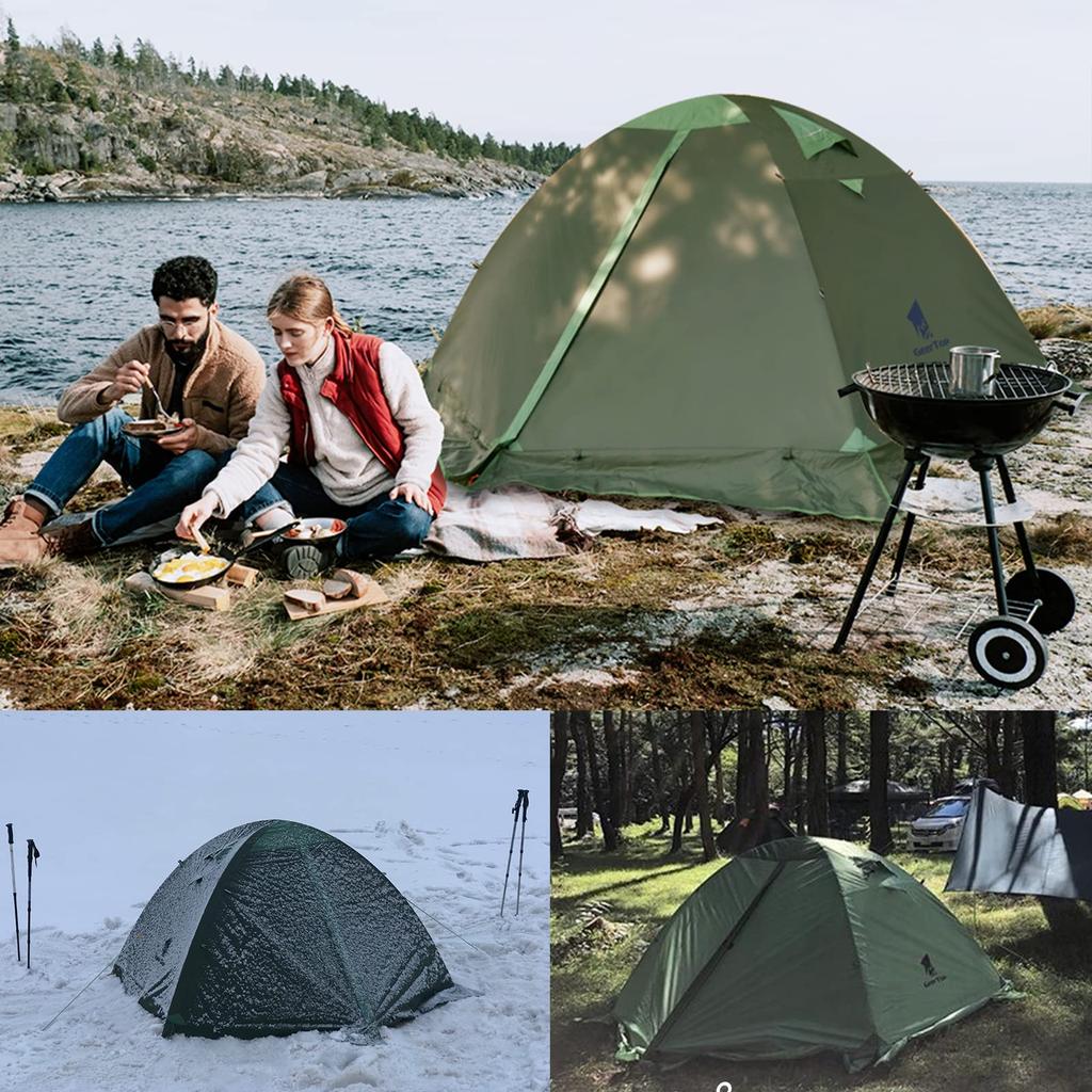 GEERTOP Tent, 2 Person Solo Tent, Lightweight, 4 Seasons, Double Layer, Water Pressure Resistance 5000MM, Waterproof, Mountaineering Tent with Skirt,
