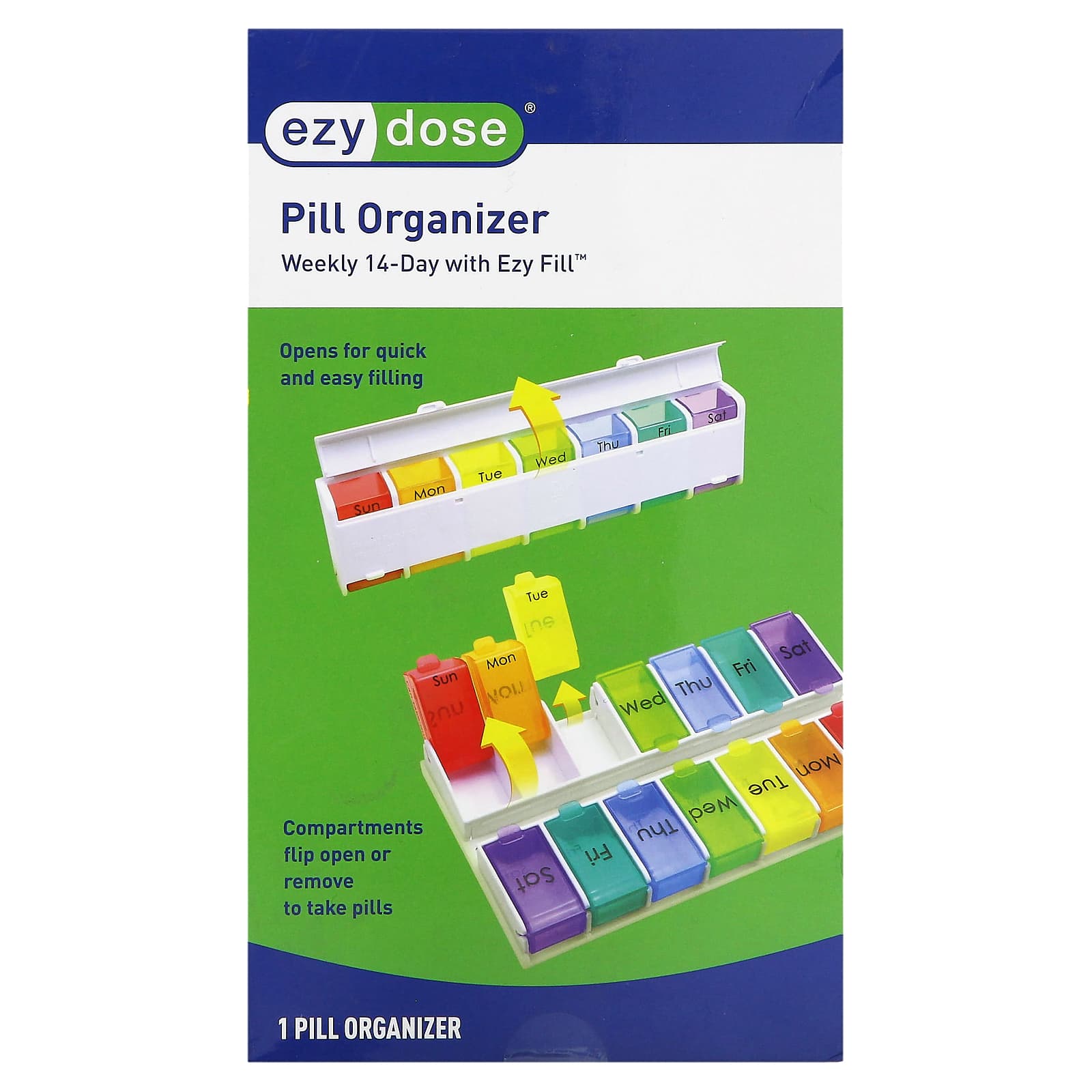 

Contains 14-Day Ezy Fill Pill Organizer, 1 Count