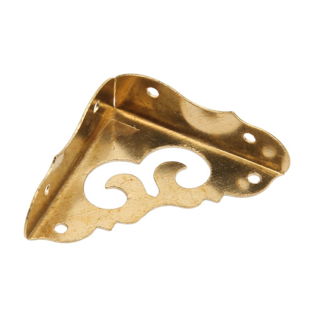 10pcs Furniture Gasket Vintage Metal Corner Protector Gold Metal Corner Protectors Mounting Nails Corner Guards Wooden Box