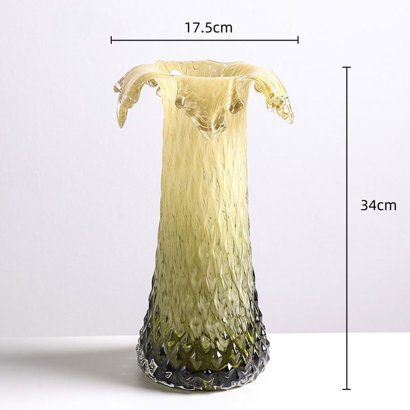 Glass Vase Color Gradient Flower Vase Fruit Plate Desktop Storage Container Snack Plate Terrarium Home Decoration Accessories
