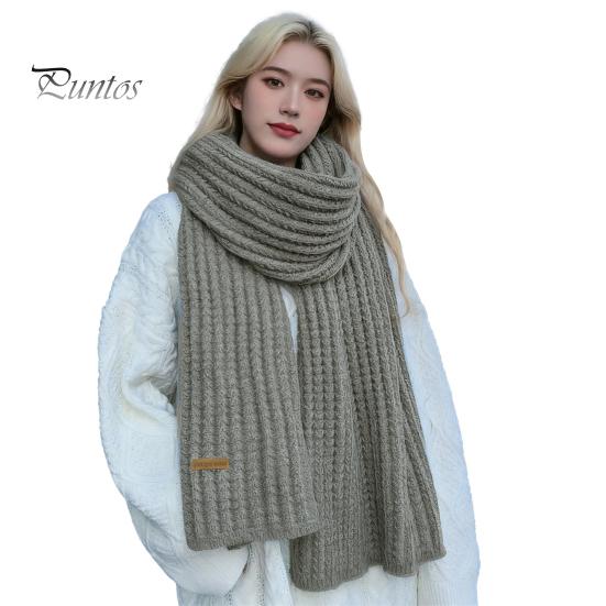 Solid Color Wrap Women Scarf Thickened Warm Autumn Winter Versatile Comfortable Knitting Long Fashion Accessory