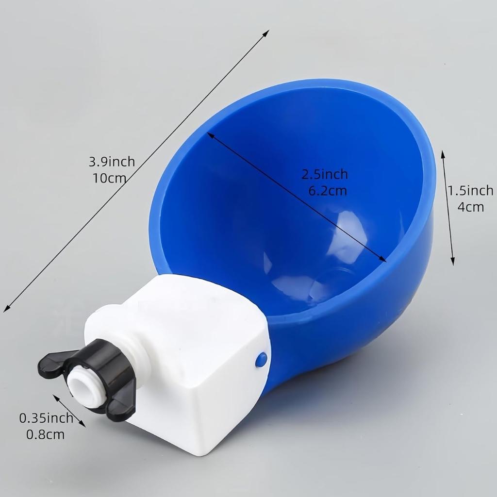 Blue Chicken Waterer Cups, 5 Packs Automatic Waterer Feeder with Anti-Leak System for Chicken, Duck, Goose, Bunny