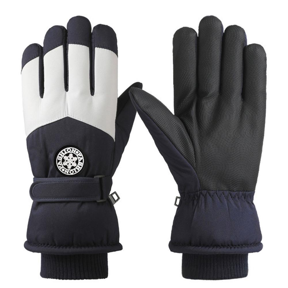 PU Leather Winter Cycling Gloves Full Fingers Non-Slip Touch Screen Gloves Fleece Lining Waterproof Waterproof Gloves