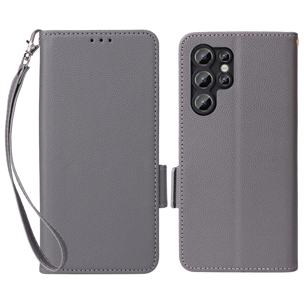 For Oukitel C1/C1 Pro Case with Wrist Strap Litchi Texture PU Leather Wallet Phone Cover