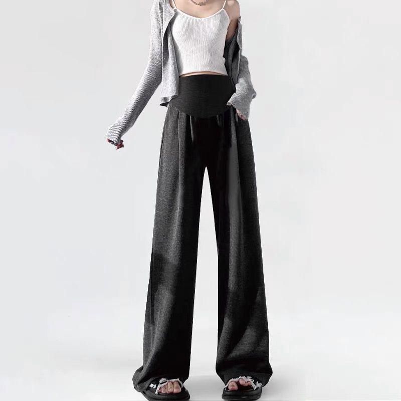 Maternity Wide-Leg Belly Support Pants - Autumn/Winter Fashion, Plus Velvet